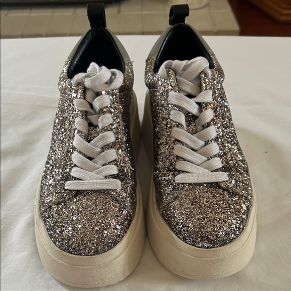 Ash Women's Silver Glitter Sneakers with Black and White Details - Picture 2 of 8